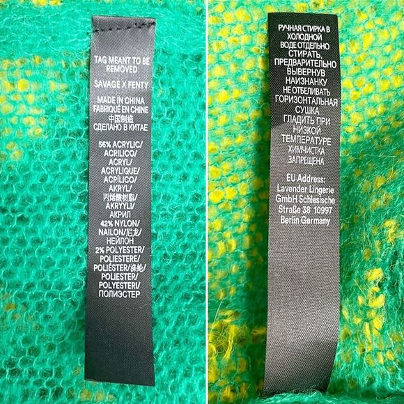 NWT Savage X Fenty Knittin Pretty Loose Knit Sweater Size XS Green Yellow NEW - Picture 14 of 15